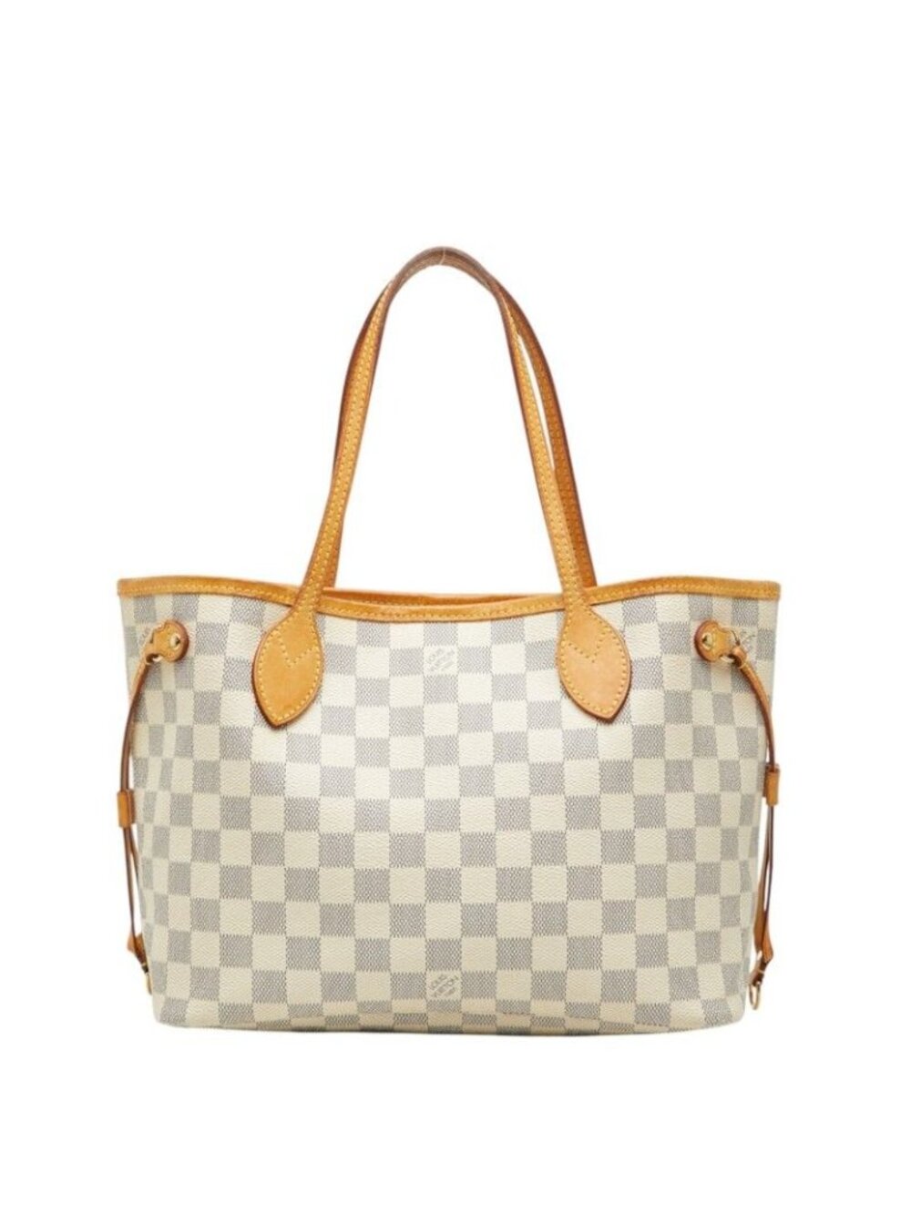 Louis Vuitton Damier Azur Neverfull PM Tote Bag White Leather